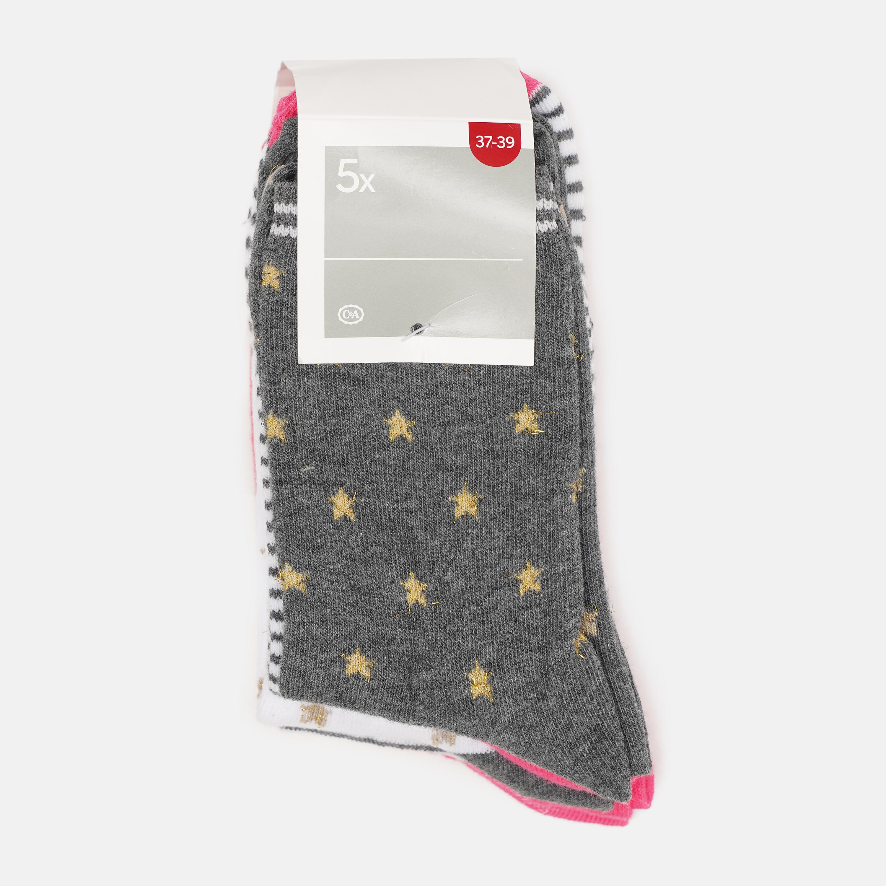 Носки C&A р. 37-39 5 пар Серый/Белый/Розовый (4180379892506)