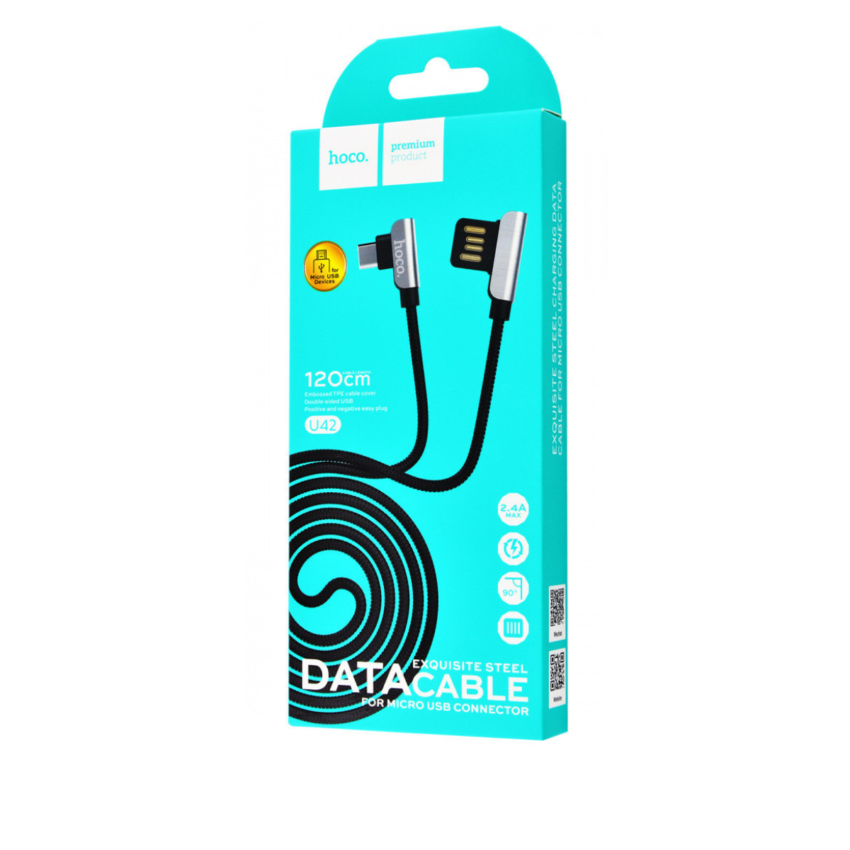 Кабель Hoco U42 exquisite steel Micro charging data cable Black - фото 2
