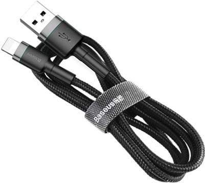Кабель для быстрой зарядки BASEUS Cafule Cable USB to Lightning 2,4 A 1 м Black/Grey (CALKLF-BG1) - фото 4