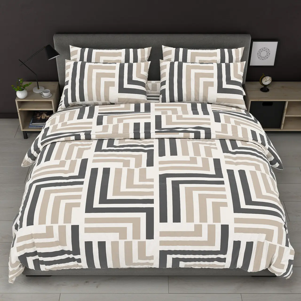 Комплект постільної білизни Corners сімейний бязь 240х220 см (G-1408A/WP/C)