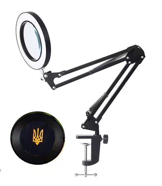 Лампа Лупа з лінзою 10х безтіньова настільна на струбцині з кріплення до столу металева 64 LED - фото 9 Лампа Лупа з лінзою 10х безтіньова настільна на струбцині з кріплення до столу металева 64 LED - фото 9