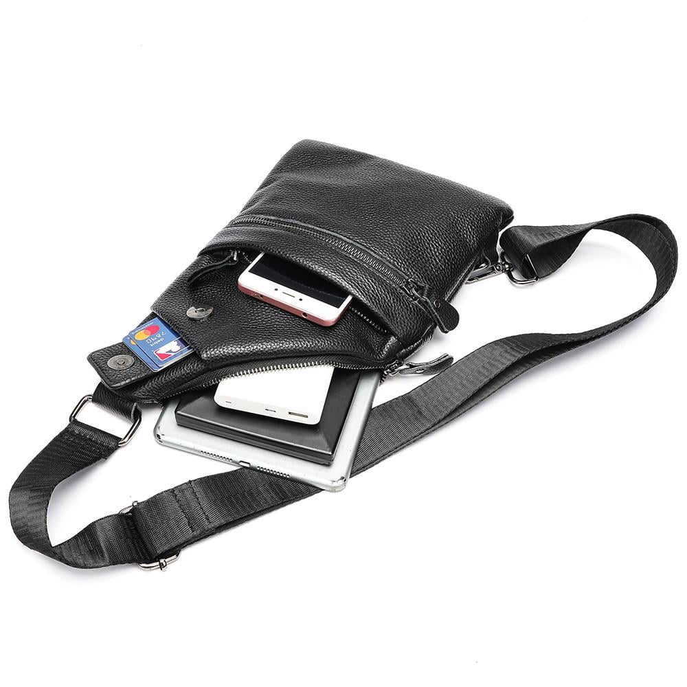 Чоловіча сумка-слінг Lorian з натуральної шкіри із зовнішніми кишенями на блискавці та магніті Чорний (LR 259202-black) - фото 5 Чоловіча сумка-слінг Lorian з натуральної шкіри із зовнішніми кишенями на блискавці та магніті Чорний (LR 259202-black) - фото 5