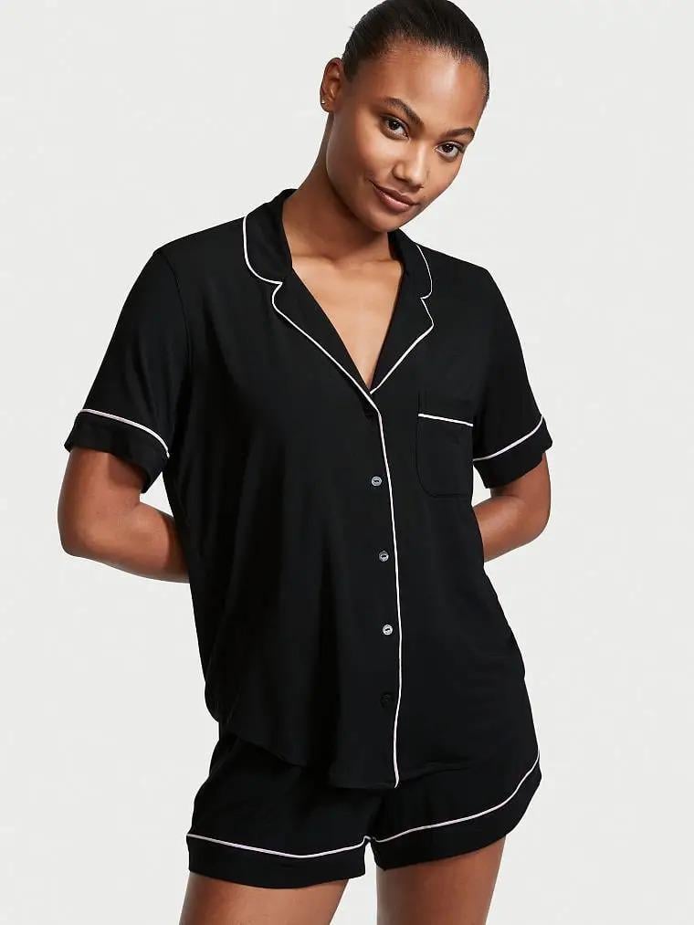 Піжама сорочка/шорти модал Victoria's Secret Modal Short PJ Set XS Чорний (26443012)