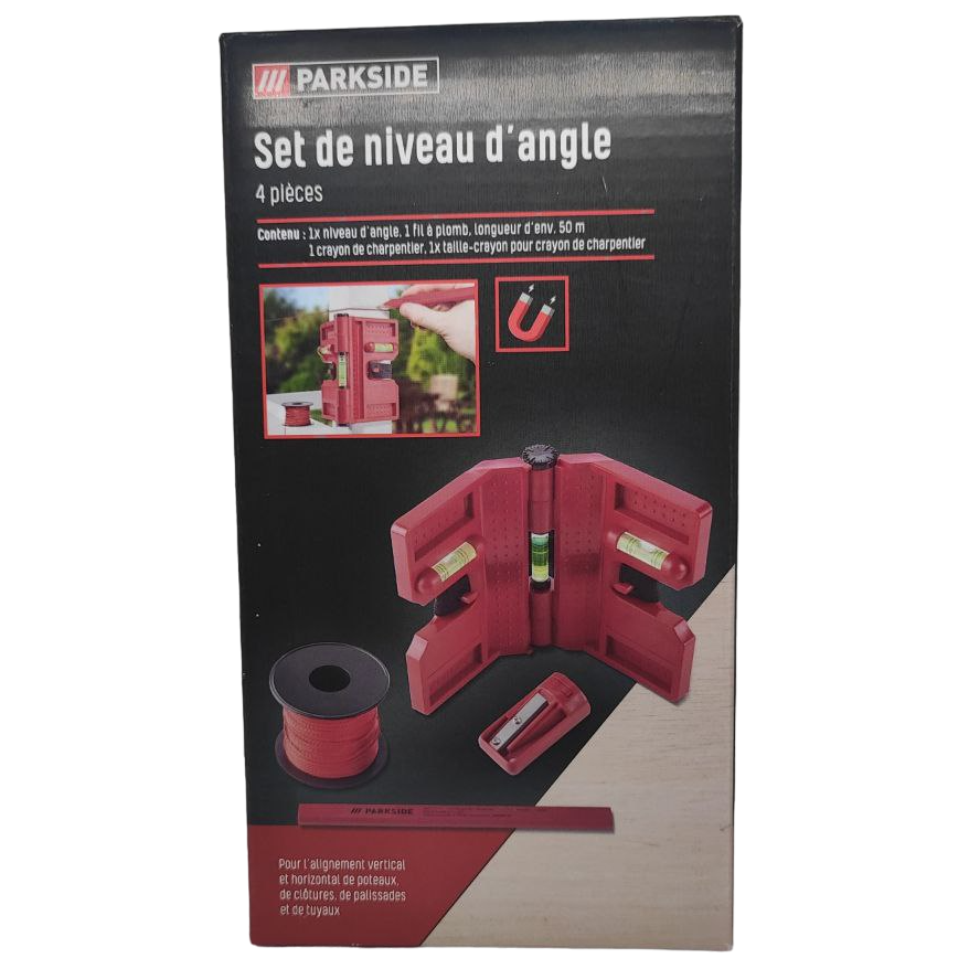 Рівень для стовпів кутовий PARKSIDE з мотузкою/олівець та точилка 4 од. 50 м (31160538)