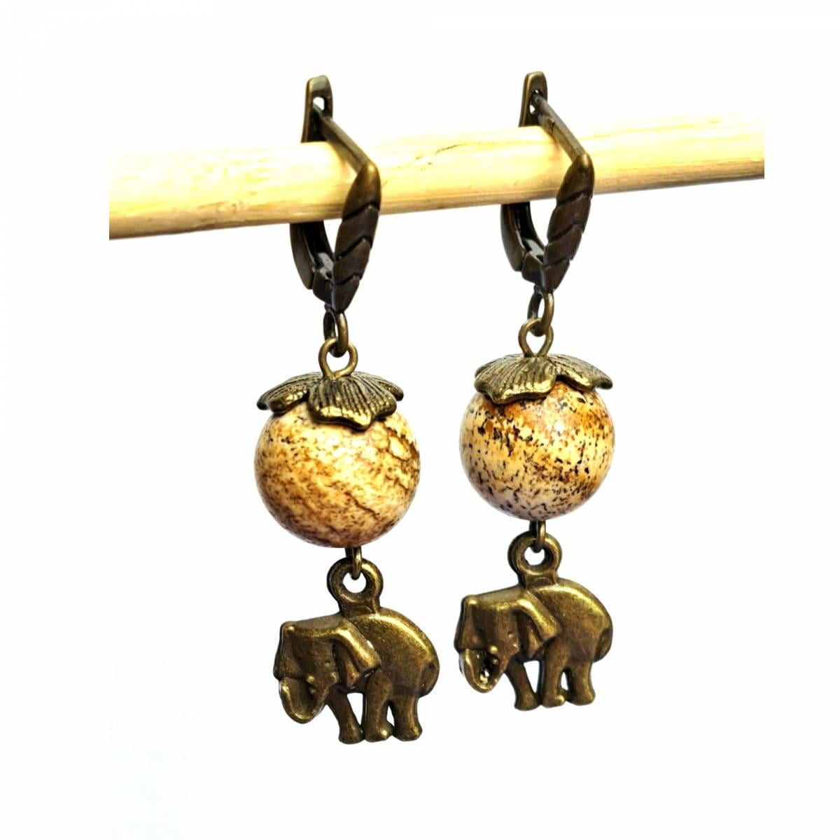 Серьги DARSANA Саванна из натурального камня яшма пейзажная (DRSU005400)