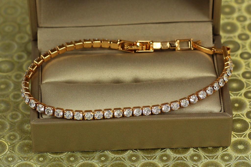 Браслет Xuping Jewelry дорожка из белых фианитов 21 см х 3 мм Золотистый (2227386871)