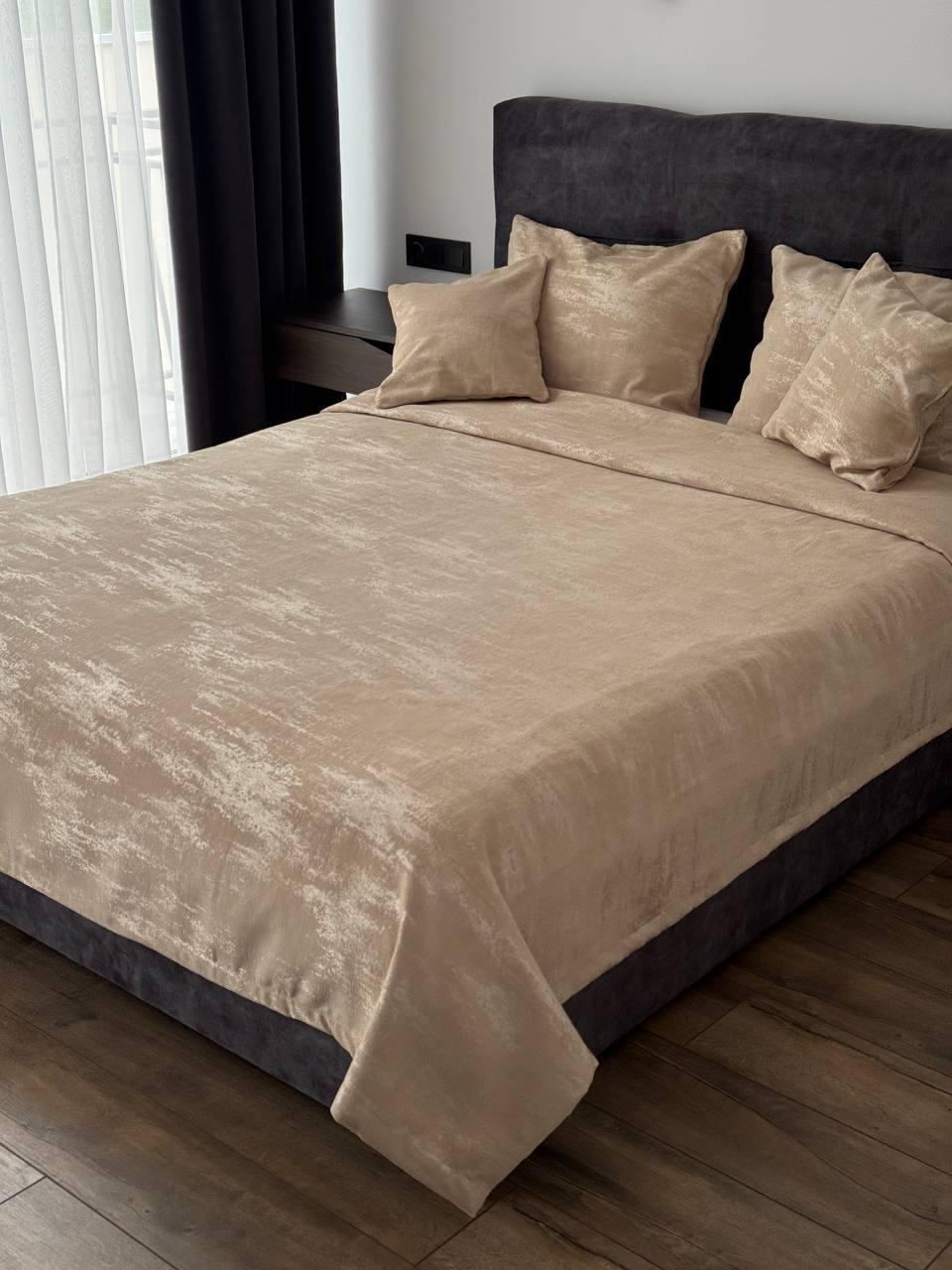 Покрывало Мрамор 240х250 см Бежевый (22000-4-240x250cm) - фото 4 Покрывало Мрамор 240х250 см Бежевый (22000-4-240x250cm) - фото 4