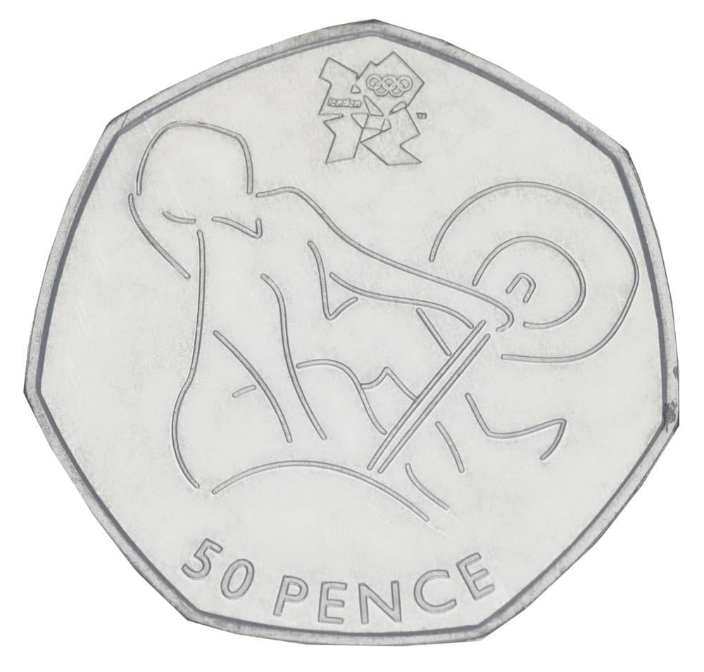 Коллекционная монета Великобритания 50 пенсов 2011 UNC XXX Летние Олимпийские игры 2012 в Лондоне Тяжёлая атлетика (М20934)
