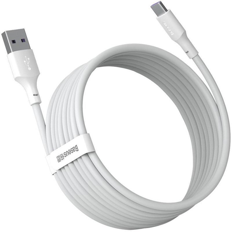 Кабель Baseus 2PCS-Set TZCATZJ-02 Simple Wisdom Cable USB to Type-C Kit 5A 1,5 м White