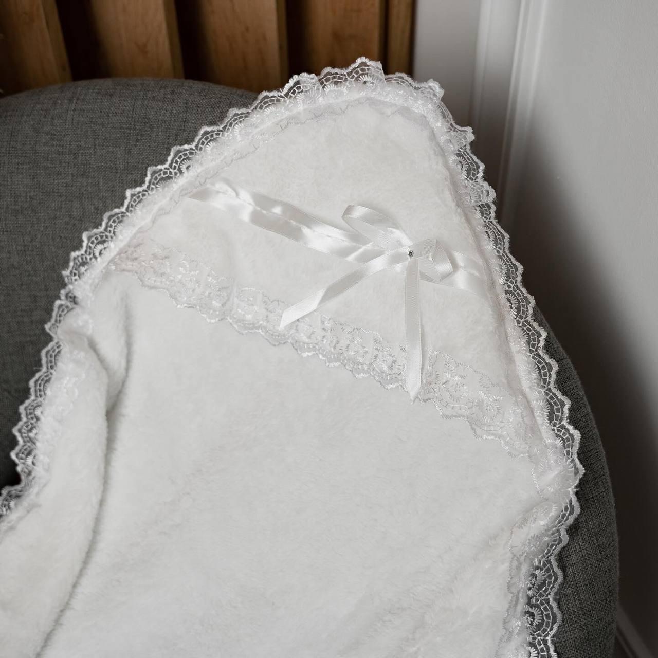 Крыжма крестильная детская с кружевом микрофибра 90x90 см (2340293589) - фото 2 Крыжма крестильная детская с кружевом микрофибра 90x90 см (2340293589) - фото 2