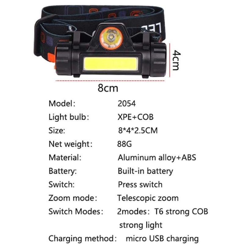 Фонарь налобный LED Headlight 1807 Черный с красным (00000066400_1) - фото 3