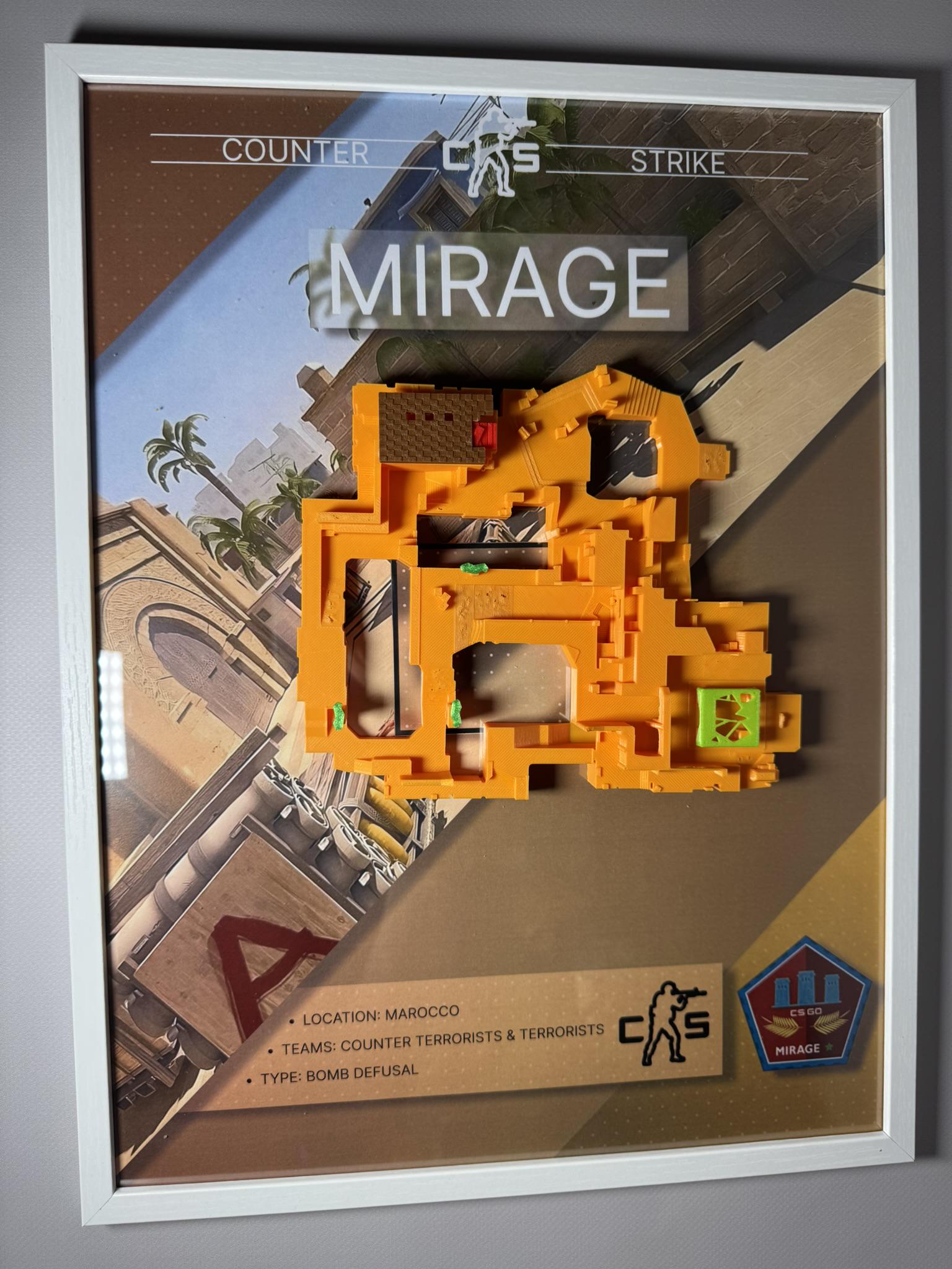 Карта 3D Mirage по игре Counter Strike 30х40 см