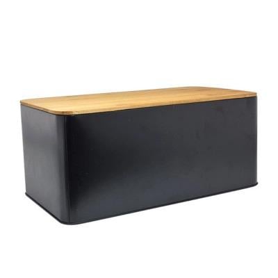 Хлебница металлическая с бамбуковой крышкой (45259)