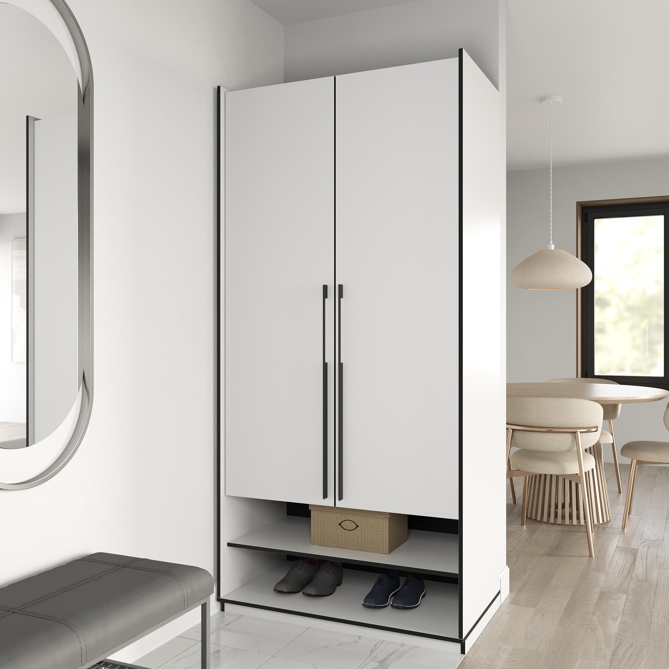 Шафа в передпокій розпашна дводверна 7 полиць 1002х2100х570 мм Біла (mr-3-wh)