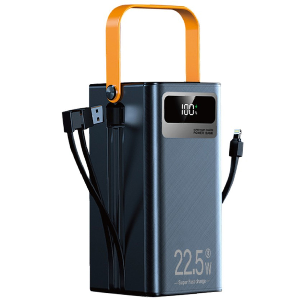 Павербанк Wuw TUGII Y106 з вбудованими кабелями та ліхтариком 60000 mAh 22,5W Чорний (PBWY106)