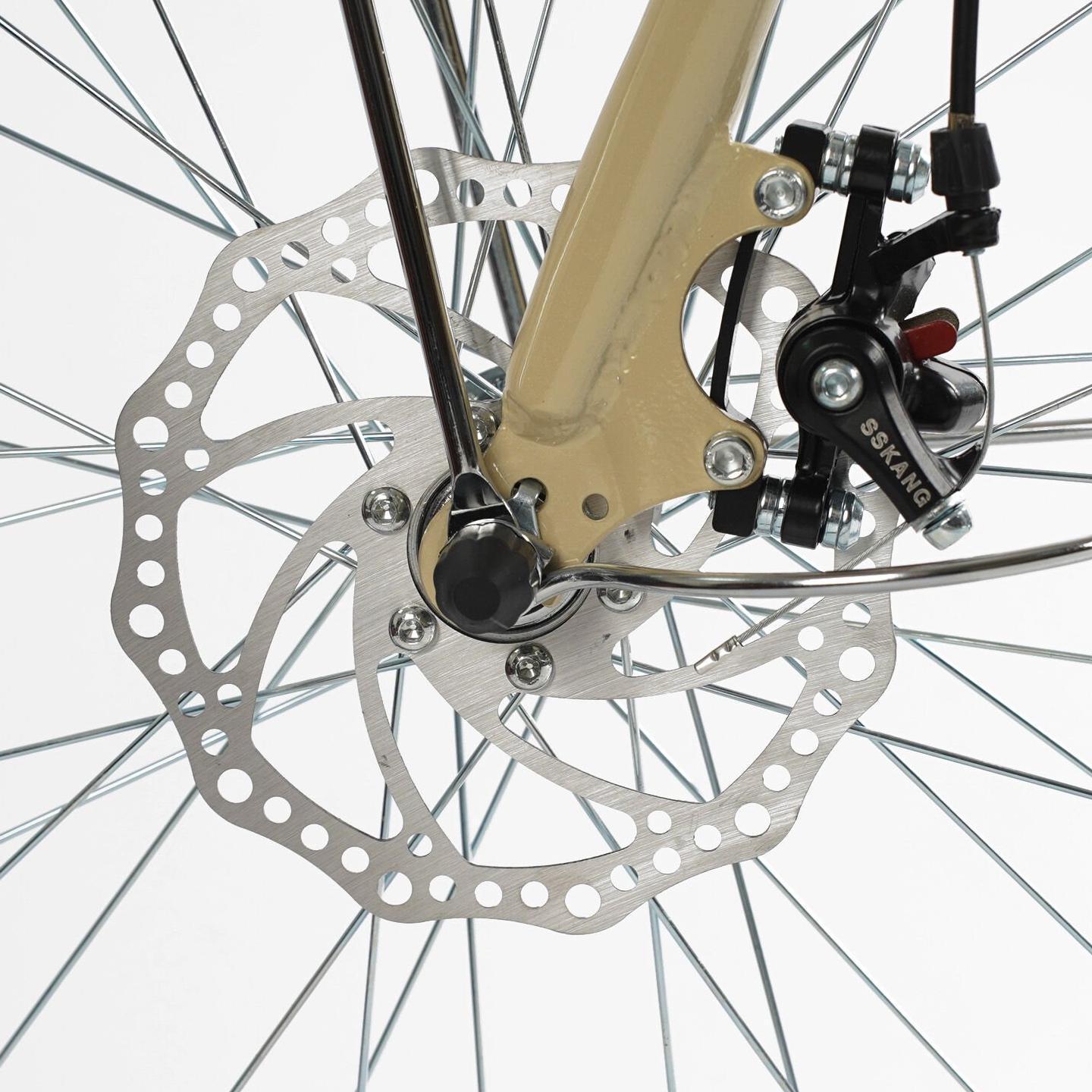 Велосипед міський Corso Polaris з кошиком та багажником рама 16,5"/26" Бежевий - фото 7