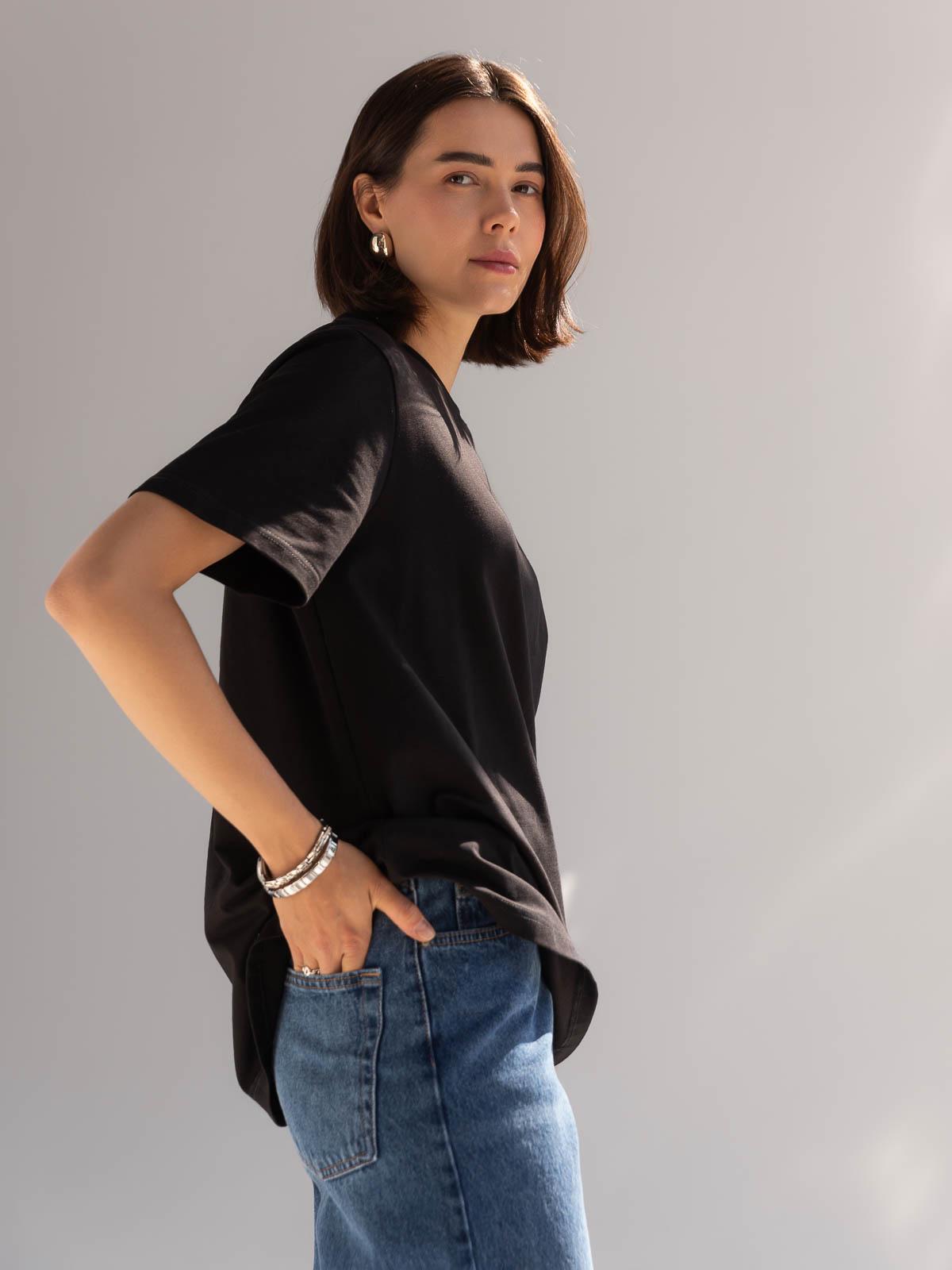 Футболка жіноча вільна FROMUS M Чорний (2642-2) - фото 5 Футболка жіноча вільна FROMUS M Чорний (2642-2) - фото 5