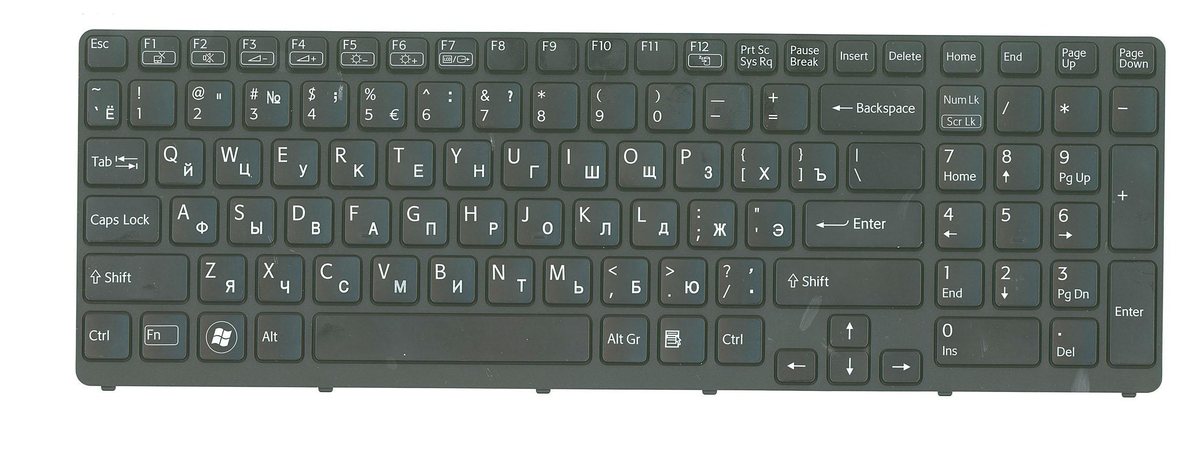 Клавиатура для ноутбука Sony Vaio SVE17 Black с подсветкой Light Black Frame