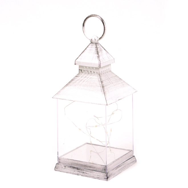 Свічник-ліхтар з LED гірляндою OR-LP6324-1 Біло-чорний (45975) - фото 1