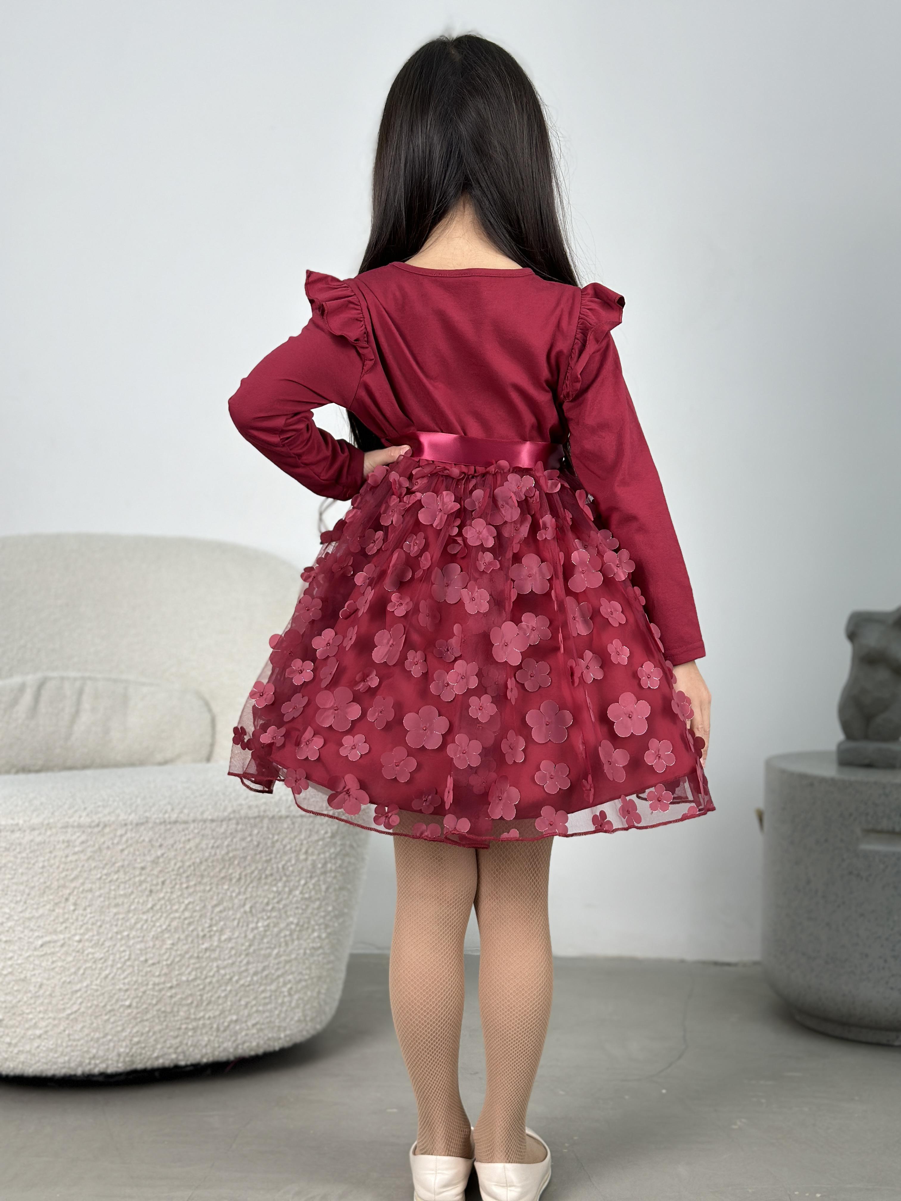 Платье праздничное на девочку KatyKids Цветок с длинным рукавом и фатиновой юбкой 100 см Красный (11035050501) - фото 4 Платье праздничное на девочку KatyKids Цветок с длинным рукавом и фатиновой юбкой 100 см Красный (11035050501) - фото 4