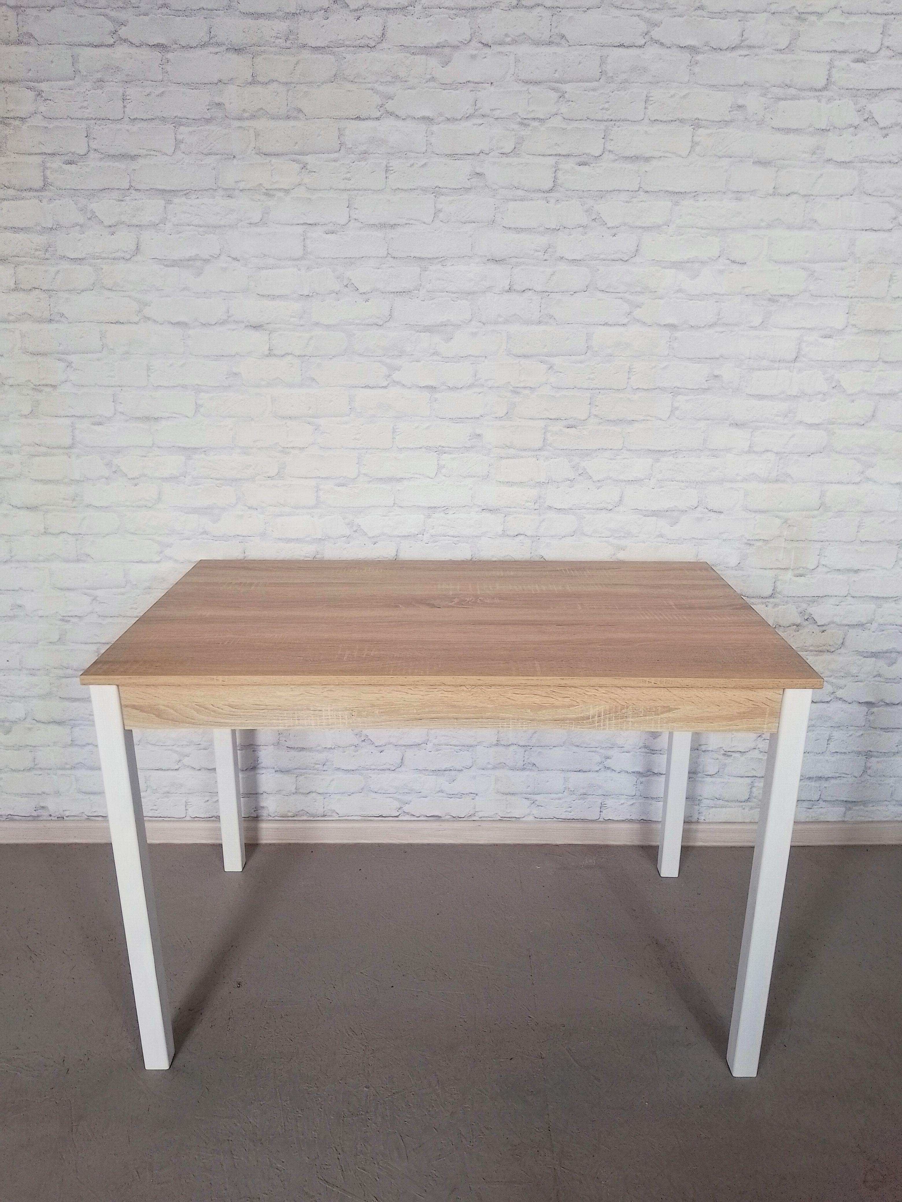 Обеденный стол Валент ножки деревянные 110х65х75 см Дуб сонома/Белый (0010) - фото 2