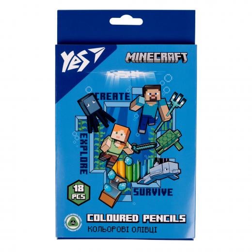 Набор цветных карандашей YES Minecraft 18 цветов (290715) Набор цветных карандашей YES Minecraft 18 цветов (290715)