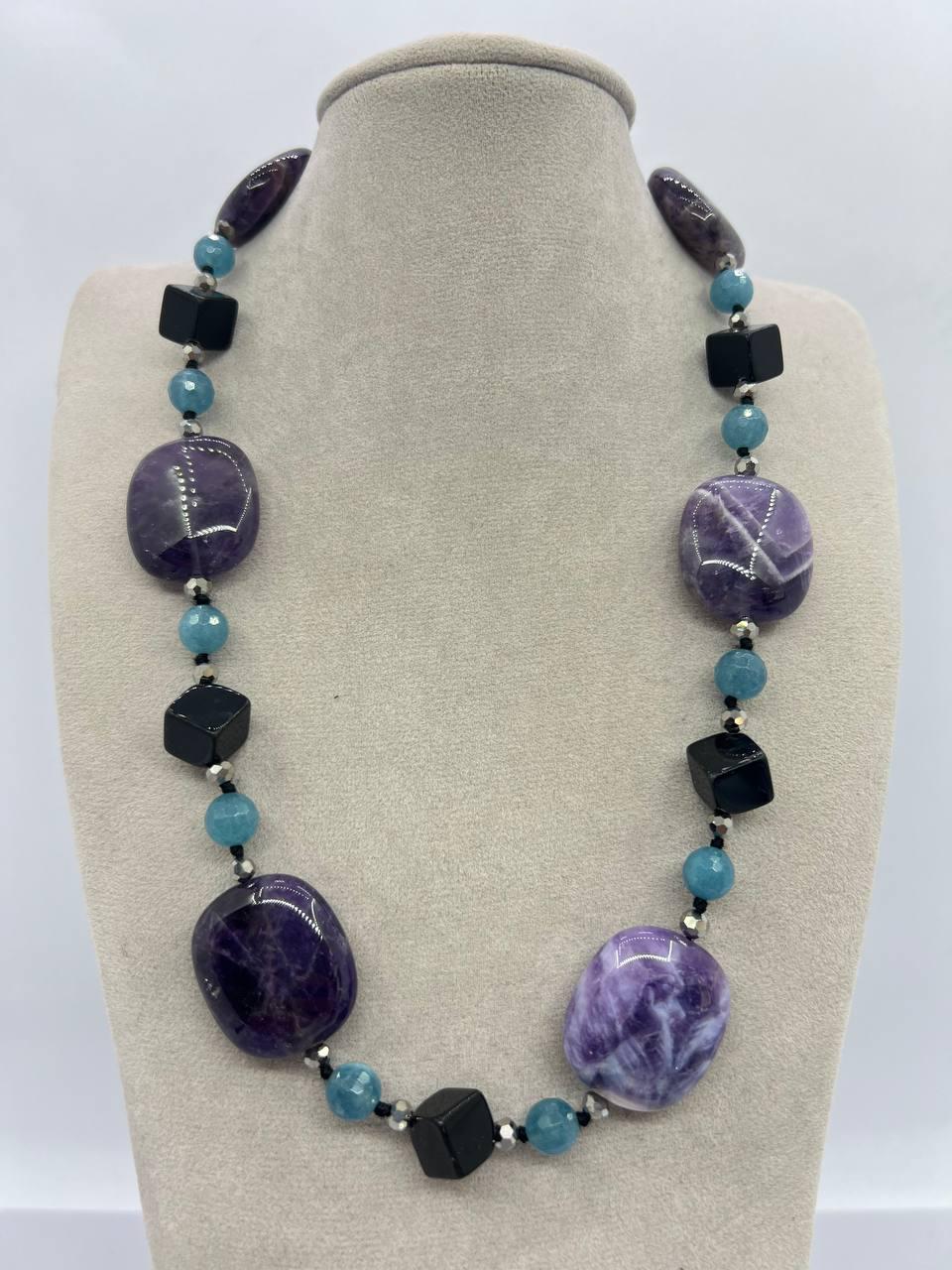 Бусы аметист и агат 46 см Фиолетовый (11421)