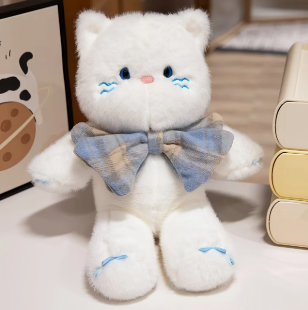М'яка іграшка Котик з бантом 26 см Білий (27381202)