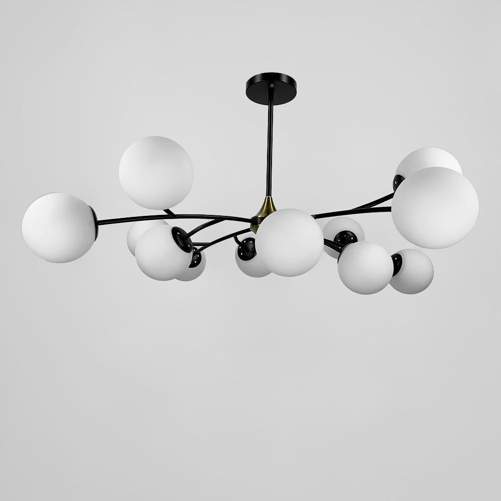 Люстра із поворотними гілочками на 12 білих плафонів Чорний (K 21/12 BK+WT new) - фото 2 Люстра із поворотними гілочками на 12 білих плафонів Чорний (K 21/12 BK+WT new) - фото 2