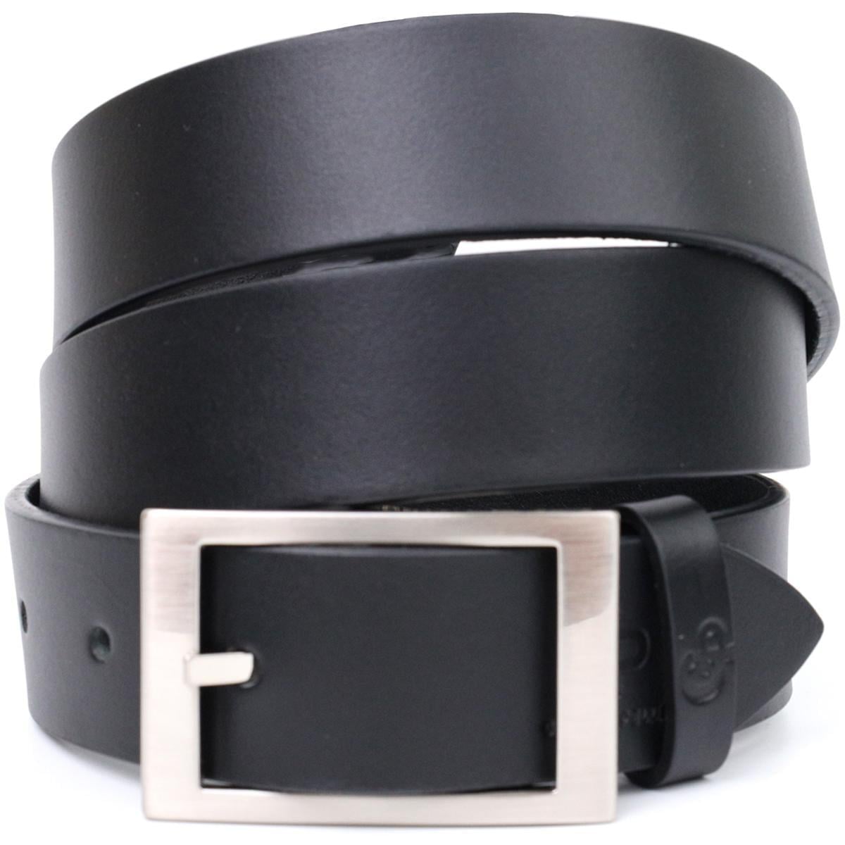 Ремень брючный мужской кожаный Grande Pelle Belt 11678 с квадратной пряжкой Черный