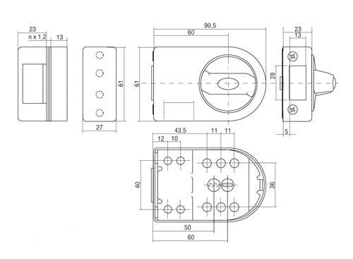 Замок накладной Gerda ZN 100 цилиндр RIM E1 Графит (ZN-100) - фото 3