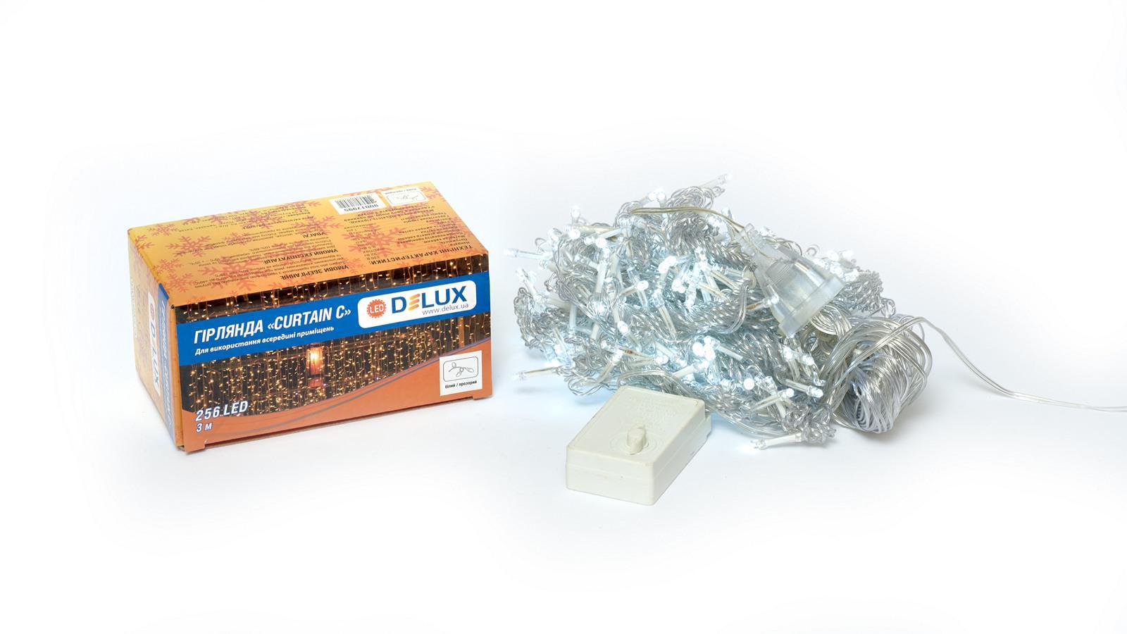 Гирлянда внутренняя Delux Curtain 256 LED IP20 3х2 м Белый/Прозрачный (90017995)