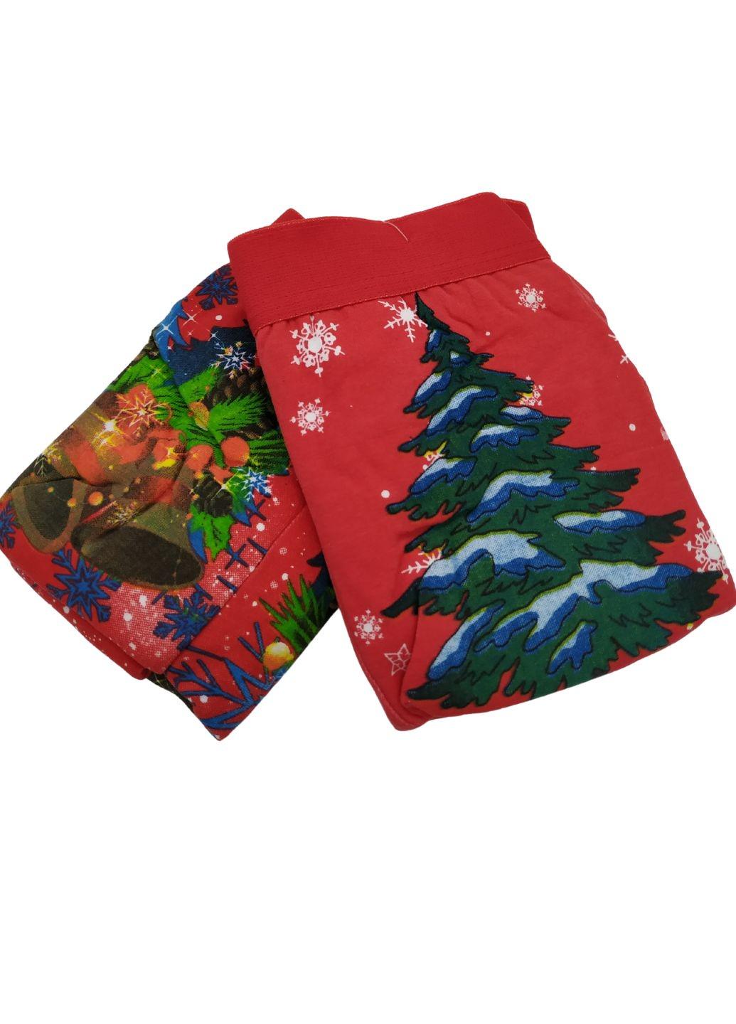 Набор мужских трусов боксерок Новогодний №2 XL 2 шт. Красный (345-52) Набор мужских трусов боксерок Новогодний №2 XL 2 шт. Красный (345-52)