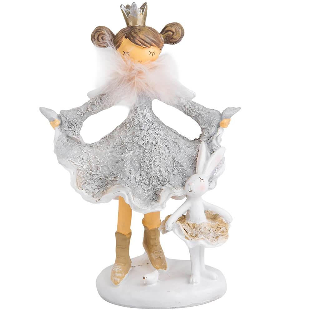 Новогодняя фигурка для праздничного интерьера Балет с кроликом 21 см из полистоуна Серый (147-81-6014-051)