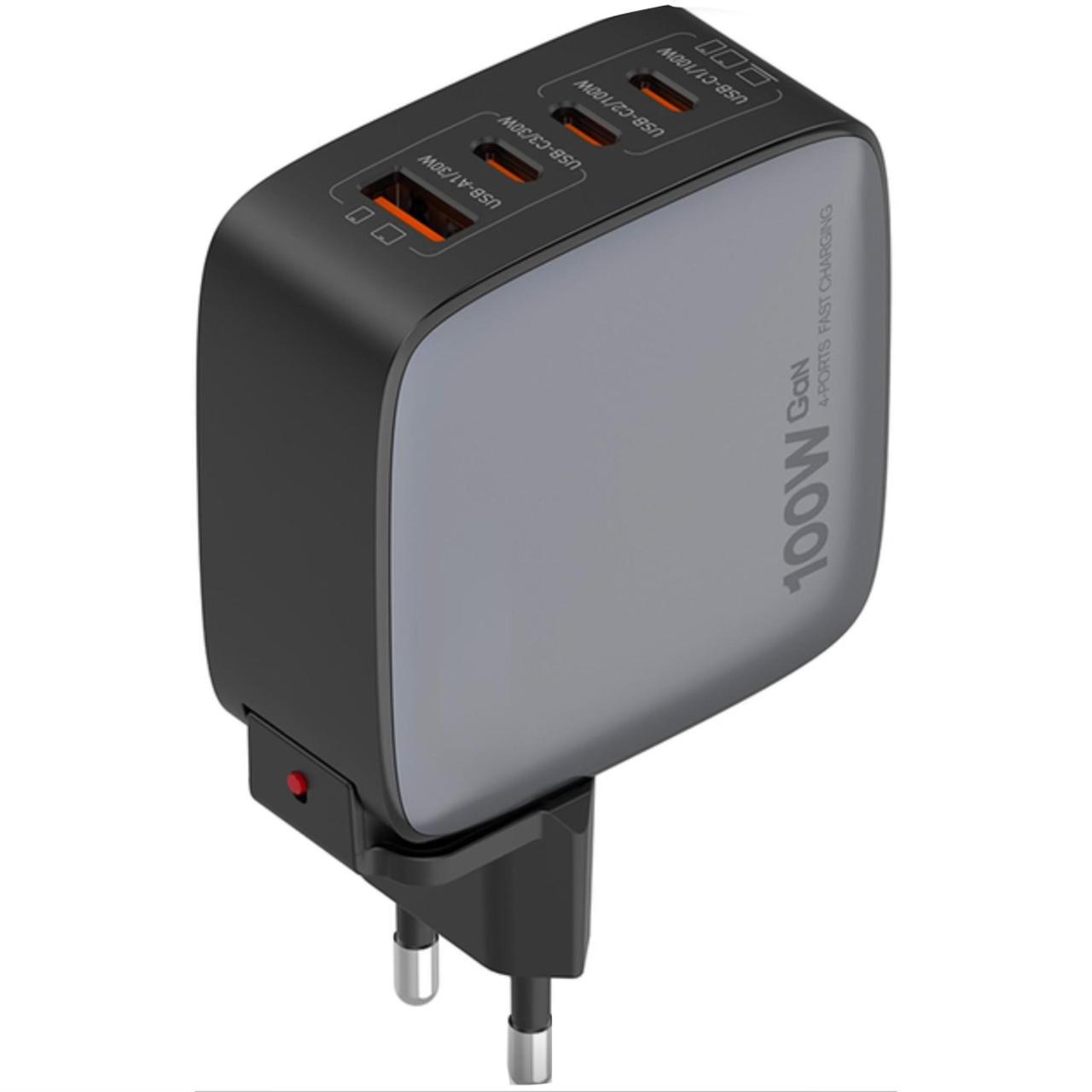 Зарядное устройство LDNIO Q408 Power Delivery 100W GaN USB-A и 3USB Type-C Black (2775397974)