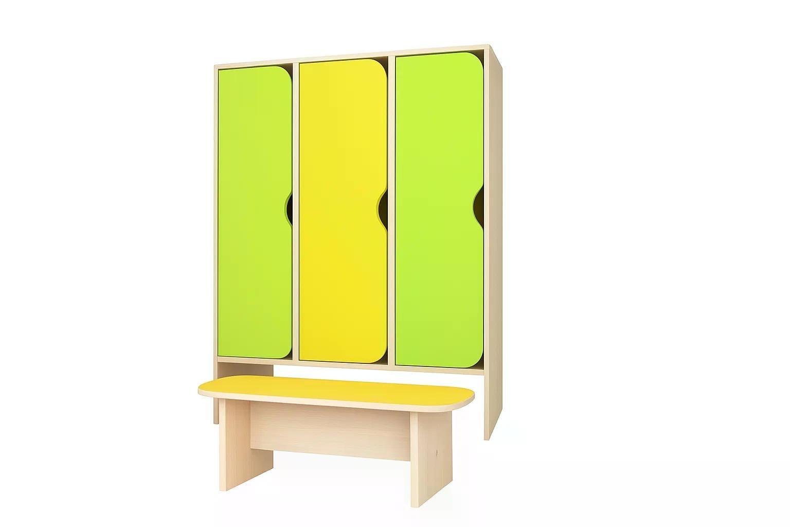 Шкаф со скамейкой для сада DS-77 Желтый/Лайм