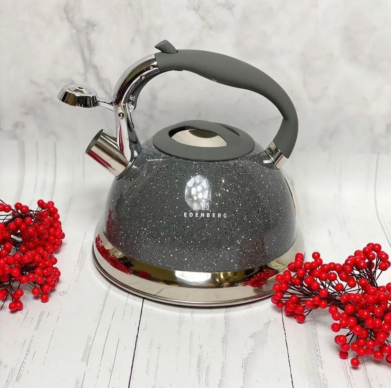 Чайник с свистком для индукционной плиты Edenberg EB-1955 3 л из нержавеющей стали Серый (2530556600) - фото 1 Чайник с свистком для индукционной плиты Edenberg EB-1955 3 л из нержавеющей стали Серый (2530556600) - фото 1