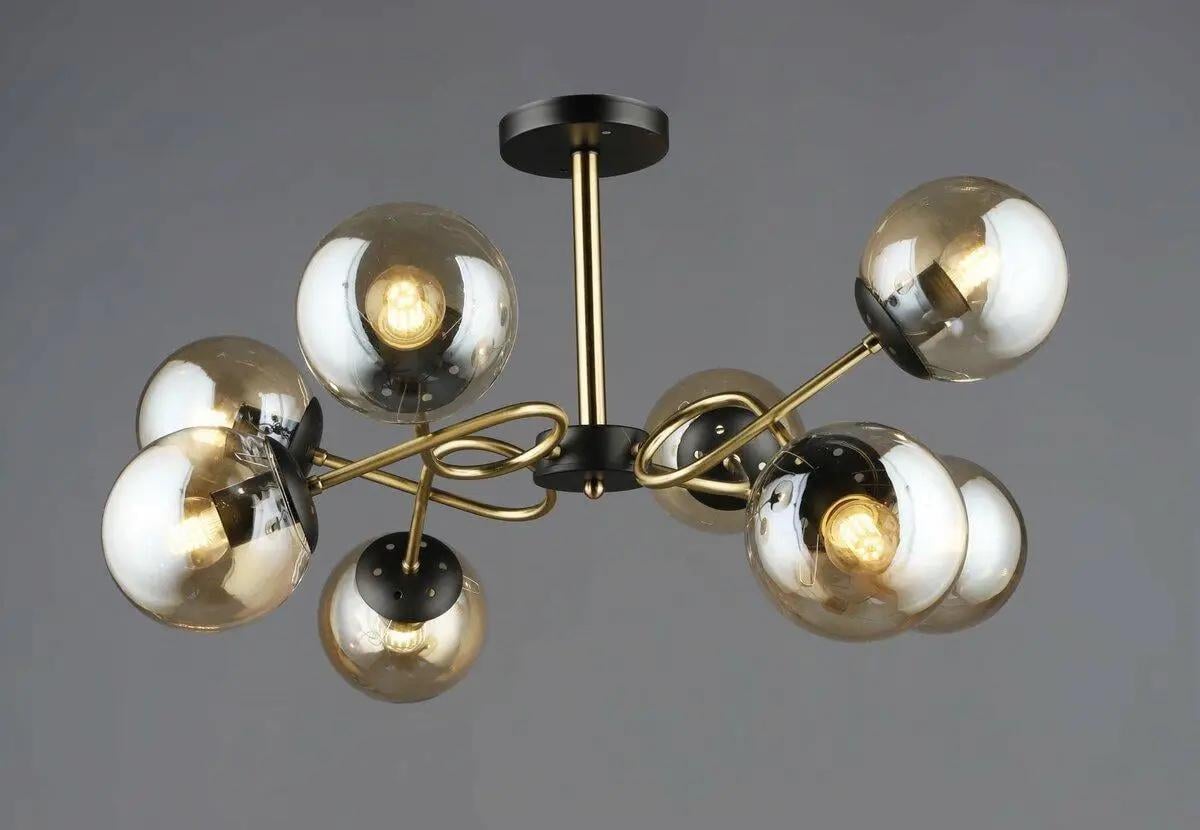 Люстра стельова Valeso на вісім плафонів-куль Е27 IP20 A4419/8 Чорний/Мідний (28687061)
