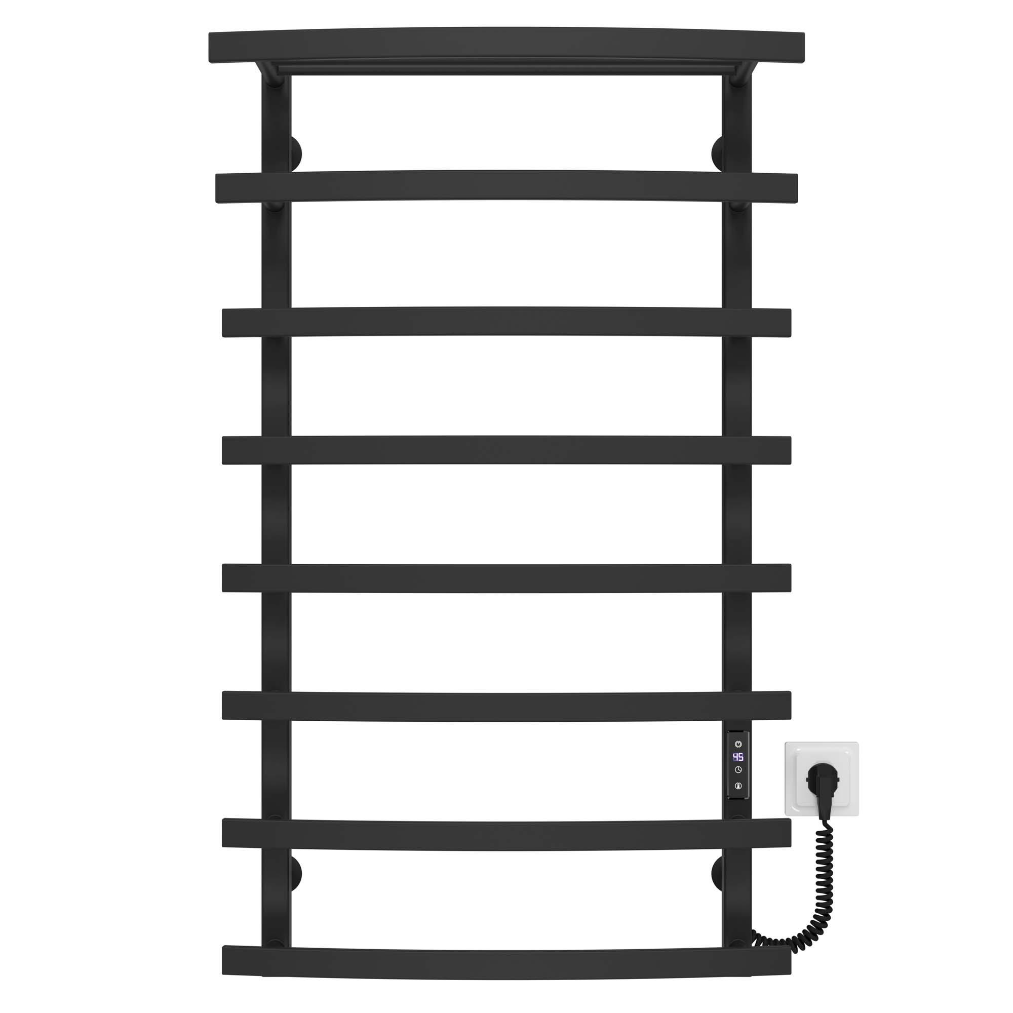 Полотенцесушитель электрический Deffi Lotos П8 JD04 правое подключение нержавеющая сталь 500х1000 мм Черный (A.LO.100.50.8.E.B.R.2)