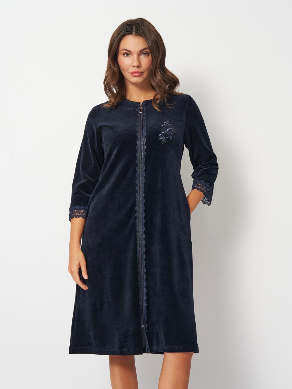 Халат женский Romeo Life велюровый 2XL Темно-синий (3751-02-2XL) - фото 3