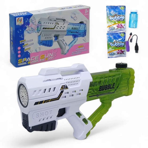 Детский пистолет с мыльными пузырями Space Bubble Gun с аккумулятором и LED-подсветкой (28443876)