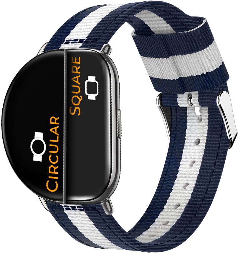 Ремешок тканевый Canvas для ZEPP E Square/Circular Blue/White (26332)