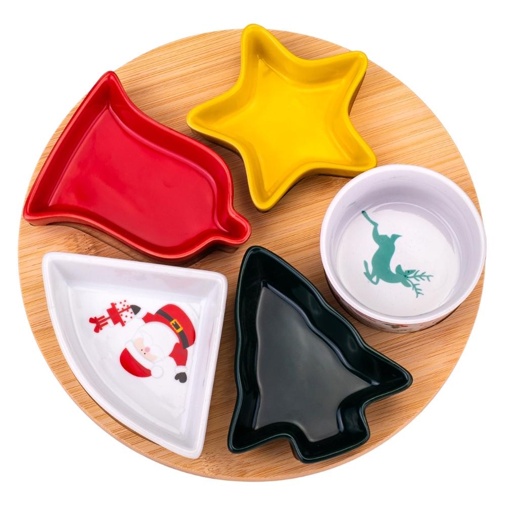 Набор пиал новогодний на бамбуковой подставке Рождественский вечер 25 см (6020-002) - фото 2 Набор пиал новогодний на бамбуковой подставке Рождественский вечер 25 см (6020-002) - фото 2