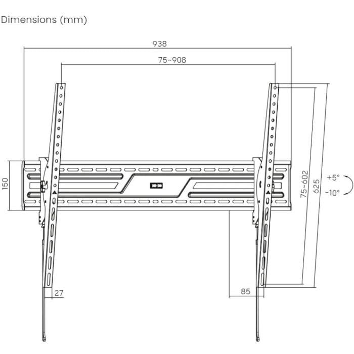 Кронштейн для телевизоров с уровнем Brateck KL38-69T 47-100" до 75 кг. VESA 900x600 Black (30651934) - фото 5 Кронштейн для телевизоров с уровнем Brateck KL38-69T 47-100" до 75 кг. VESA 900x600 Black (30651934) - фото 5
