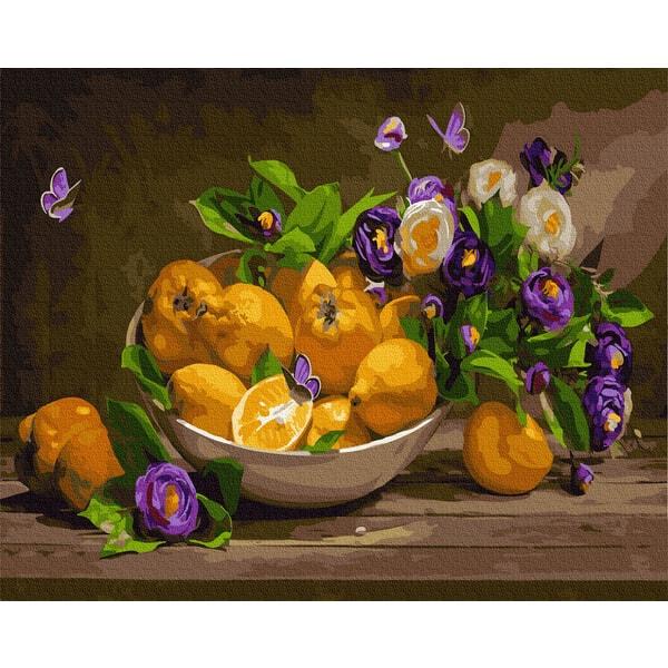 Картина по номерам Brushme GX24703 Цитрусовые с фиалками 40x50 см (1320738704)