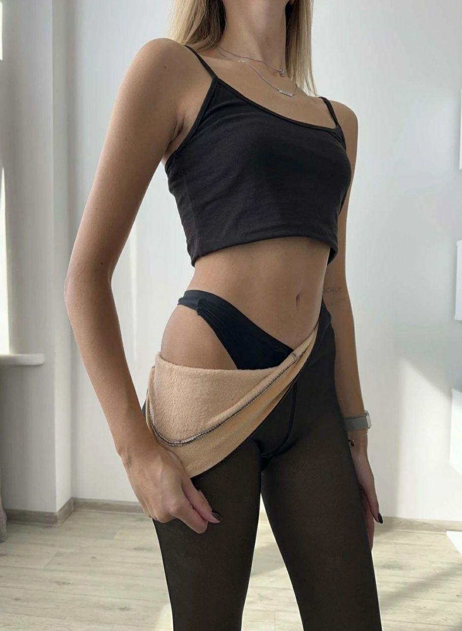 Женские колготки на меху капроновые One size Черный (5627371)