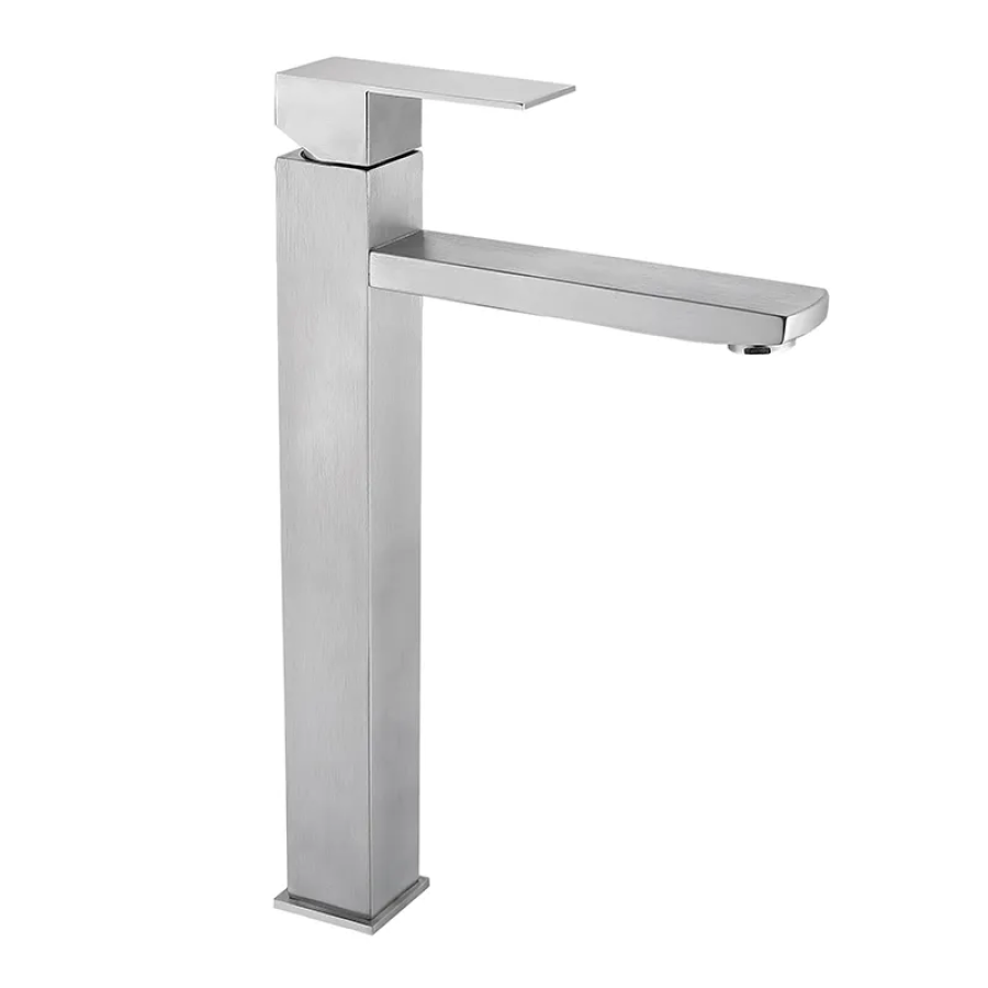 Смеситель для умывальника Zerix KUB-001-High нержавеющая сталь Silver (ZX4845)