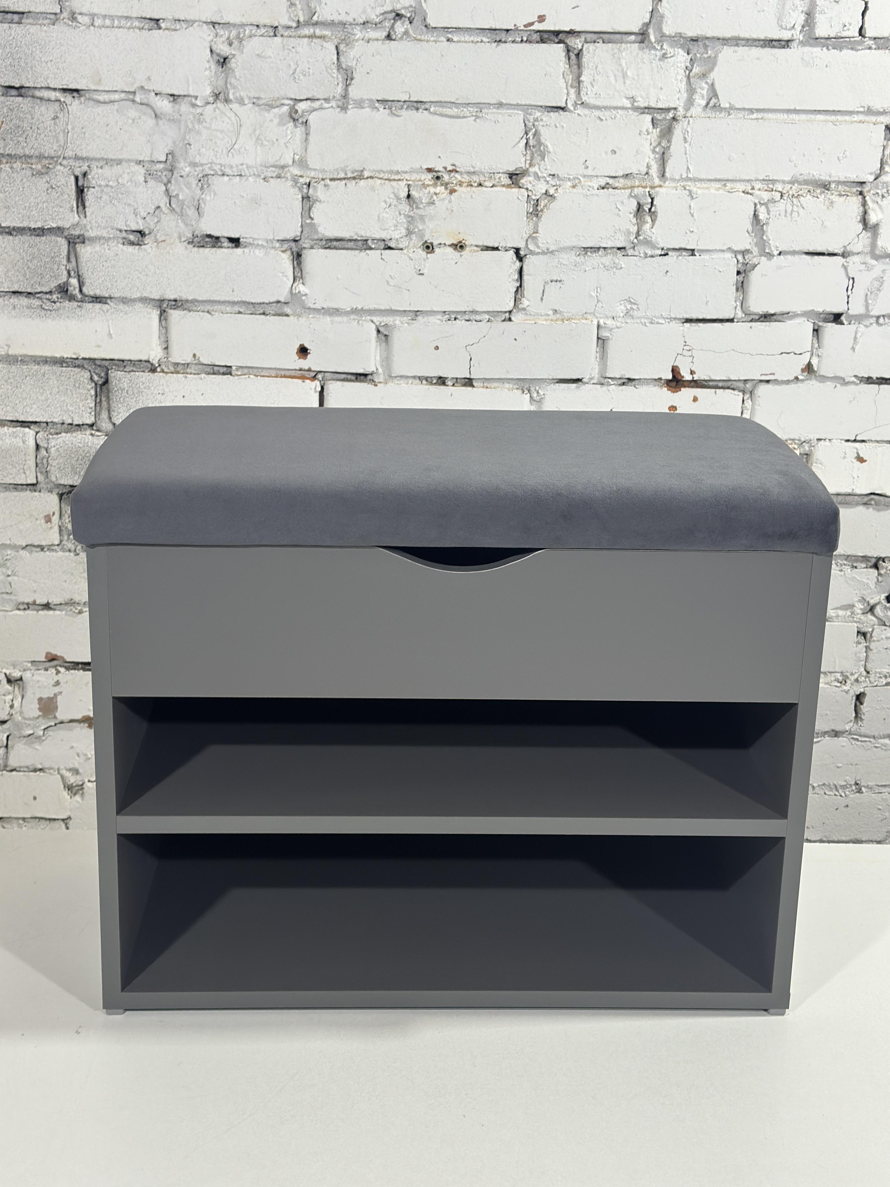 Тумба для обуви ДСП/ткань 30х70х45 см Графитовый/Графитовый - фото 2