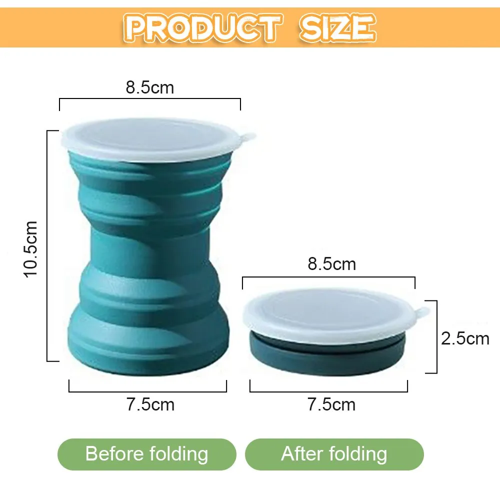 Кружка складная портативная силиконовая со шнурком 320 мл (25047138) - фото 7 Кружка складная портативная силиконовая со шнурком 320 мл (25047138) - фото 7
