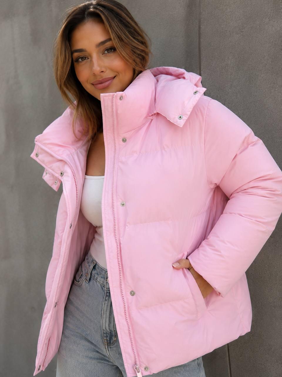 Куртка женская LADY YEP 30382 дутая пуффер с капюшоном р. 42 Розовый (7820)